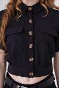 0663 Crop Ceket - Siyah resmi